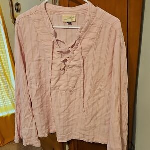 Universal Thread Pink Long Sleeve Tie Front Blouse